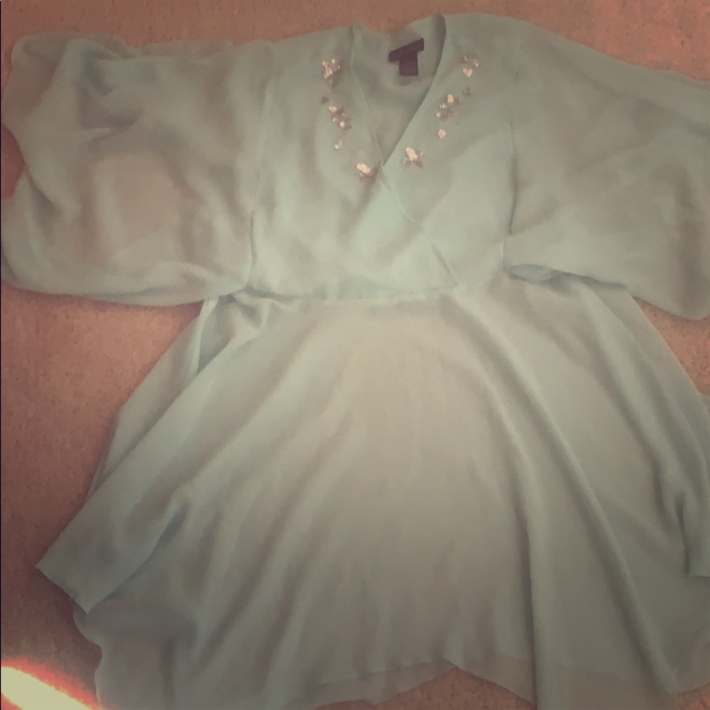 Teal sheer top